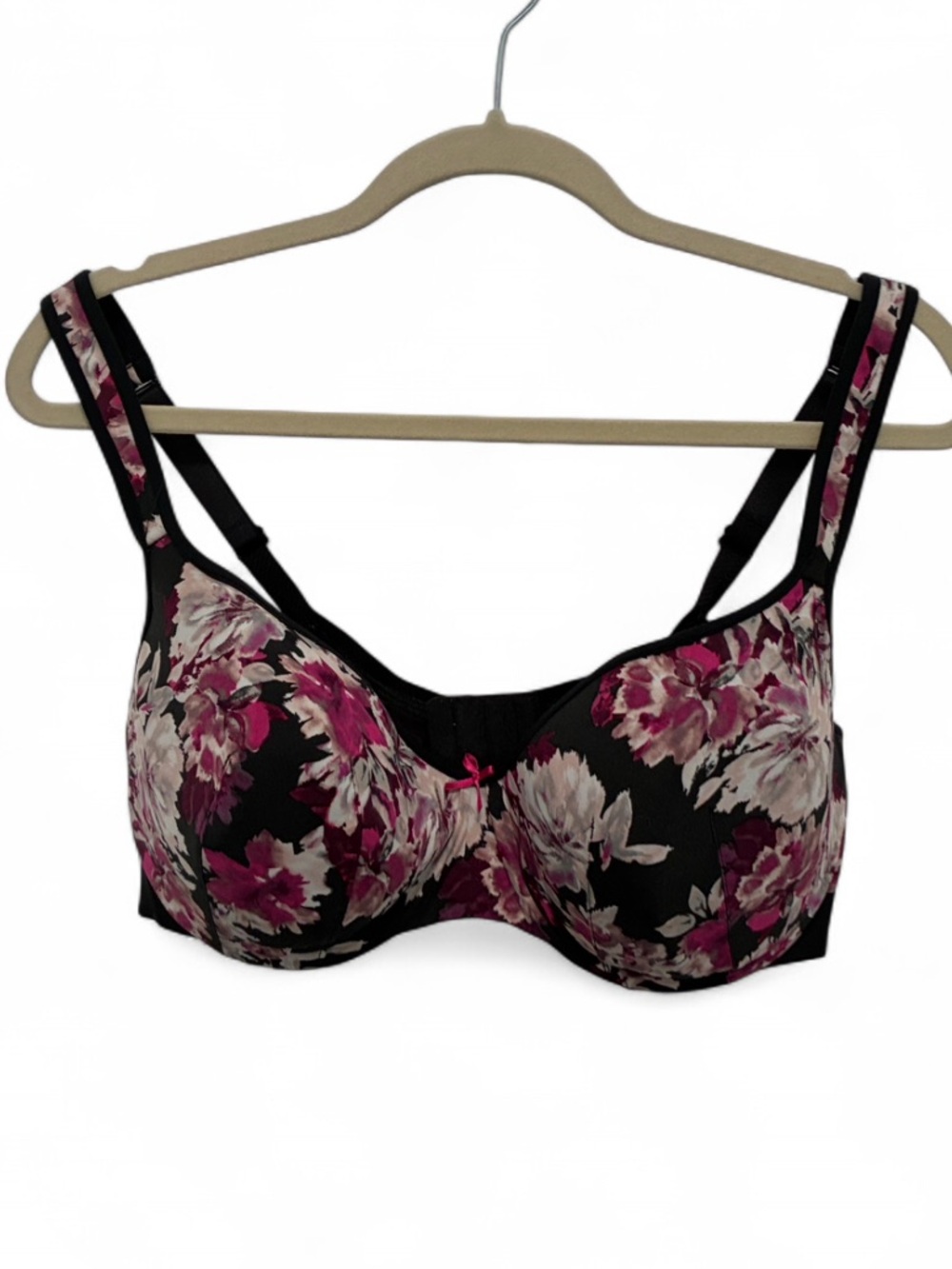 Cacique Lightly Lined Balconette Underwire Bra in Black and Pink